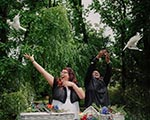 two girls releasing